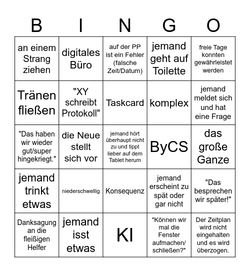 Anfangslehrerkonferenz Bingo Card