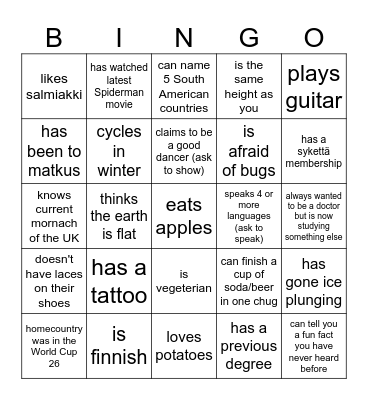 Find someone who... Bingo Card