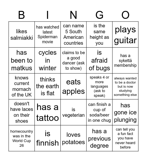 Find someone who... Bingo Card