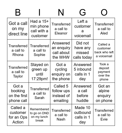 RING-A-BINGO Card