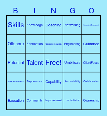 Subsea7 Bingo Card