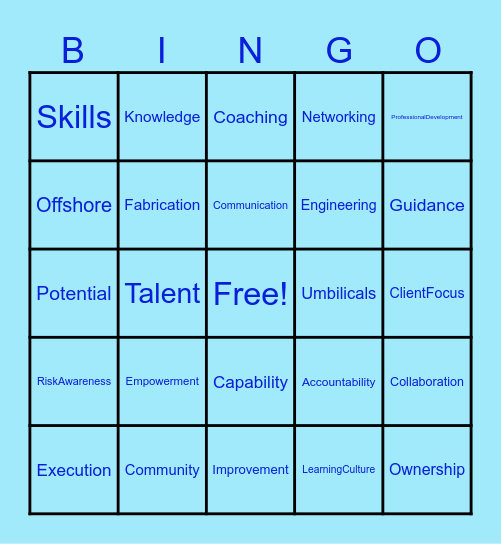 Subsea7 Bingo Card