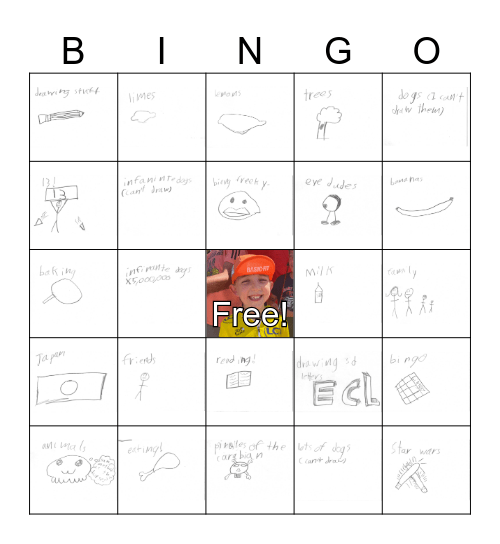 Emmett's Birthday Bingo Card
