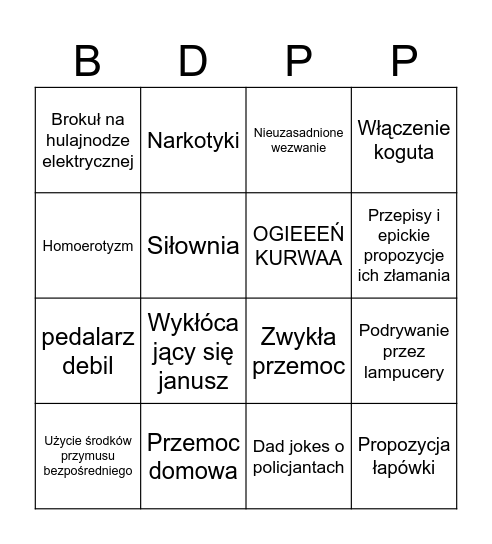 Polska Policja Bingo Card