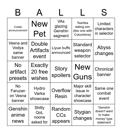 Anniv Livestream Bingo Card