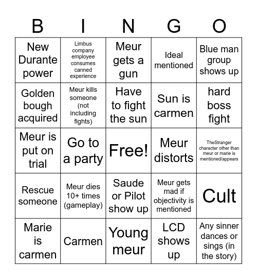 NEW CANTO TEN Bingo Card