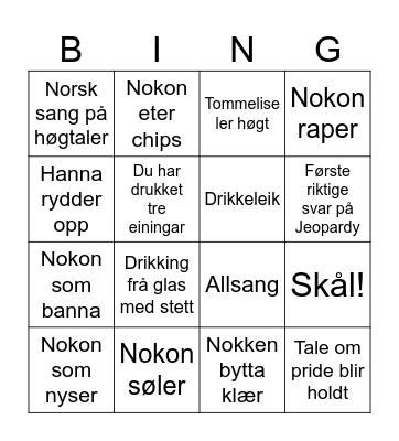 Pride Bingo Card