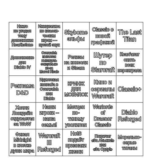 BLIZZCONBLIZZCON BINGO Card