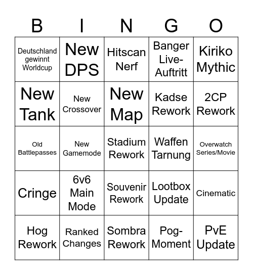 Overwatch Blizzcon Bingo Card