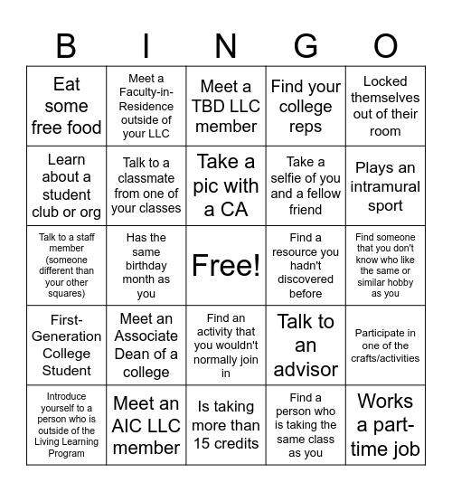Bronco Social - HPC Bingo Card