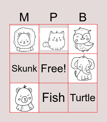 FRIDAY ANIMAL BINGO Card