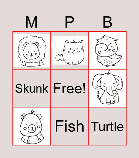 FRIDAY ANIMAL BINGO Card