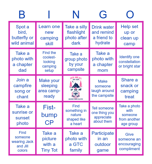 Jack and Jill Day 2026 - Scavenger Hunt Bingo Card