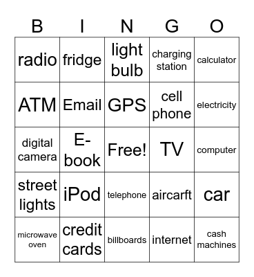 Inventions Bingo Card