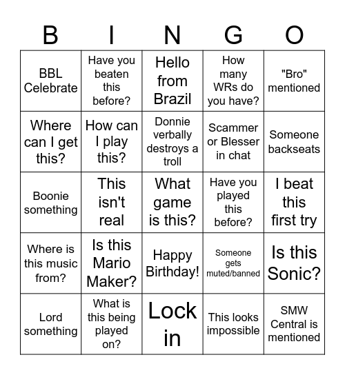 Donnie Bingo Card
