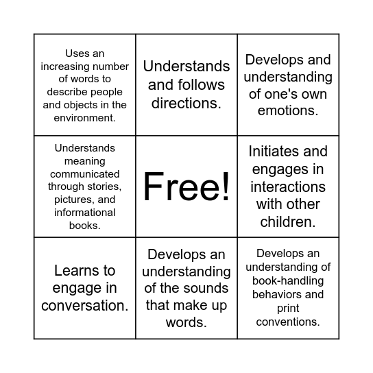 MELS Bingo Card