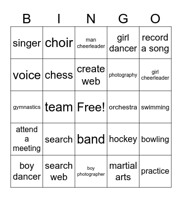 spanish words Bingo Card