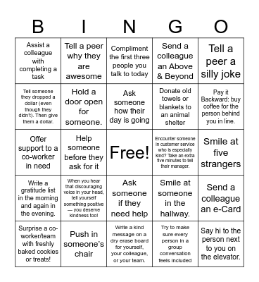 Random Acts of Kindness Bingo – Anne Vaver Bingo Card