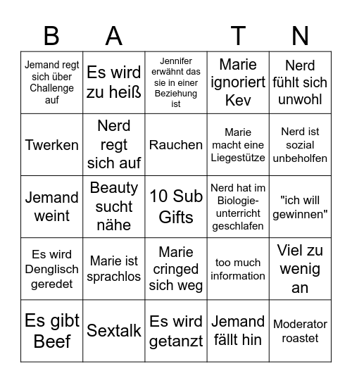 BATN #2 Bingo Card