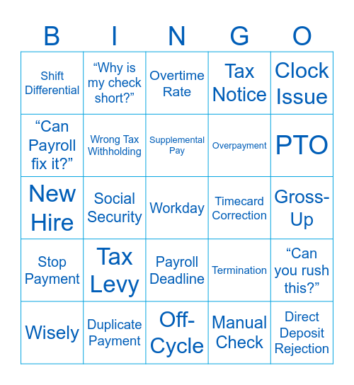 National Payroll Week! Bingo Card