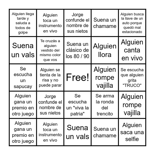 Bodas de Oro Bingo Card
