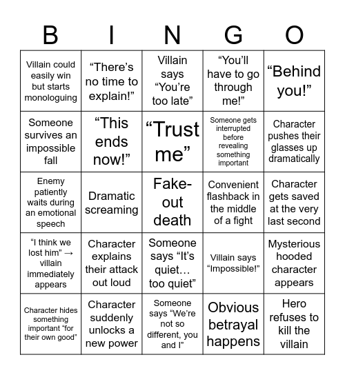 Animated Show Bingo Card