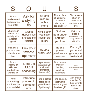 FALL KICKOFF BINGO Card