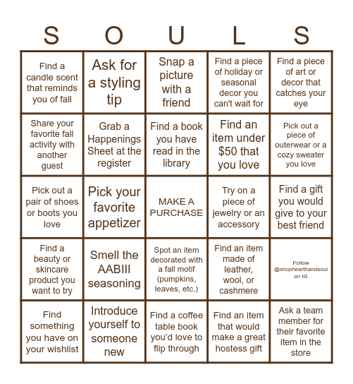 FALL KICKOFF BINGO Card