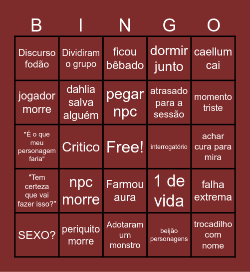 BINGO FALSO PROFETA Bingo Card