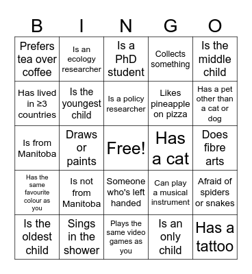 Find Someone Who Bingo Card