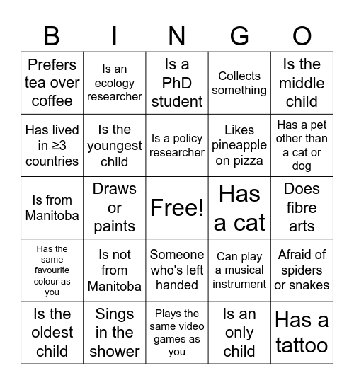 Find Someone Who Bingo Card