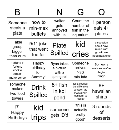 Mandarin Pilgrimage Bingo Card