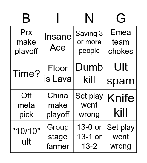 Vct shanghai bingo card Bingo Card