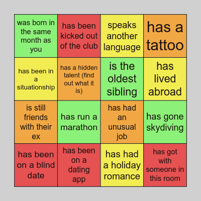 find someone who... Bingo Card