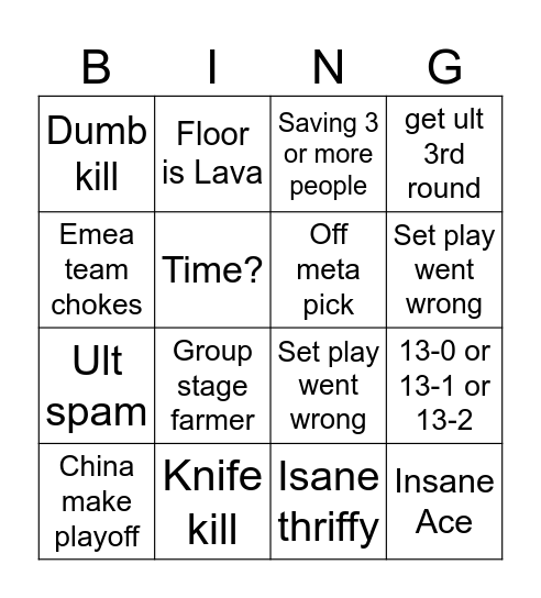 Vct shanghai bingo card Bingo Card