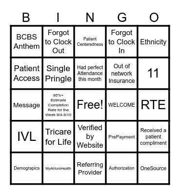 REGISTRATION BINGO Card
