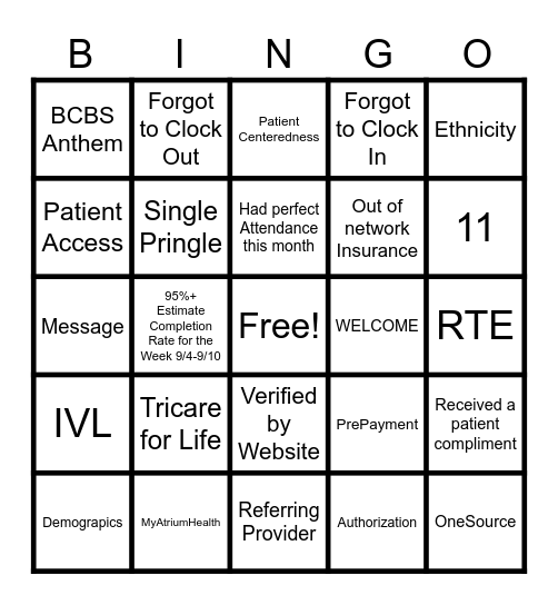 REGISTRATION BINGO Card