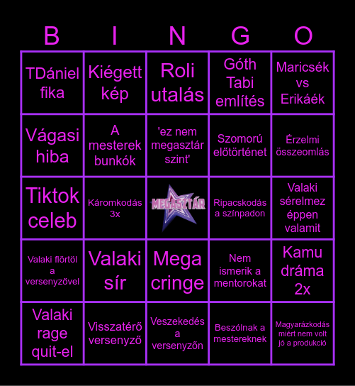 Megaszar Bingo Card