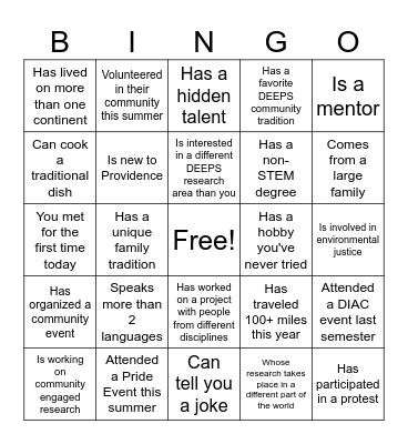 Find Someone Who... Bingo Card