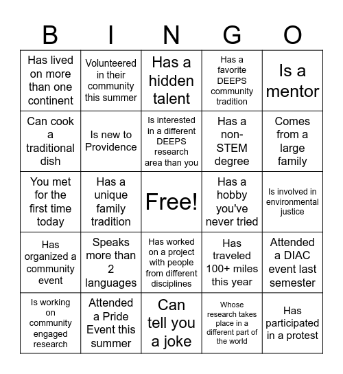Find Someone Who... Bingo Card