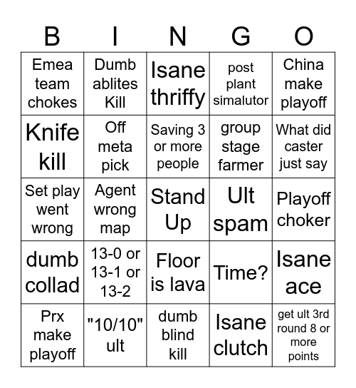 Vct shanghai bingo card Bingo Card