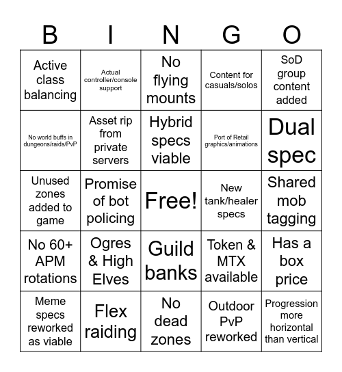Classic+ Bingo Card
