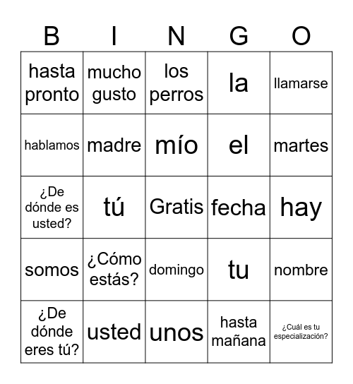 SPAN 1152 Concept Bingo Card