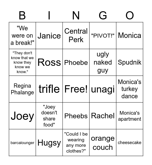 Friends BINGO Card