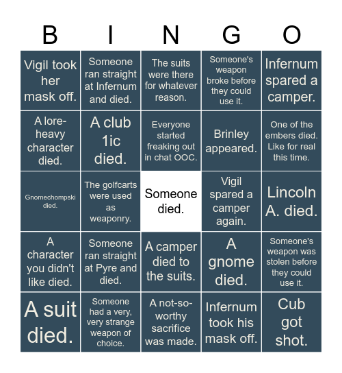 DOOMSDAY BINGO Card