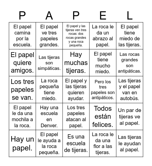 Roca, Papel, Tijeras Bingo Card