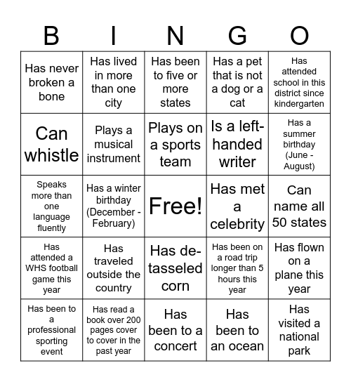 SHIELD BINGO Card