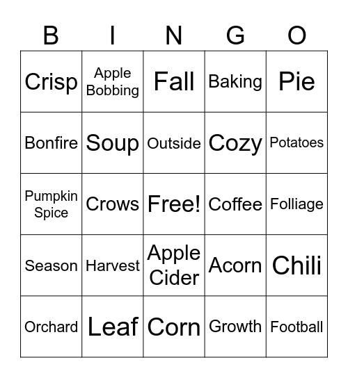 September Bingo Card