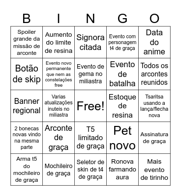 Live 7.1 Bingo Card