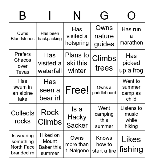 Find Someone Who... Bingo Card